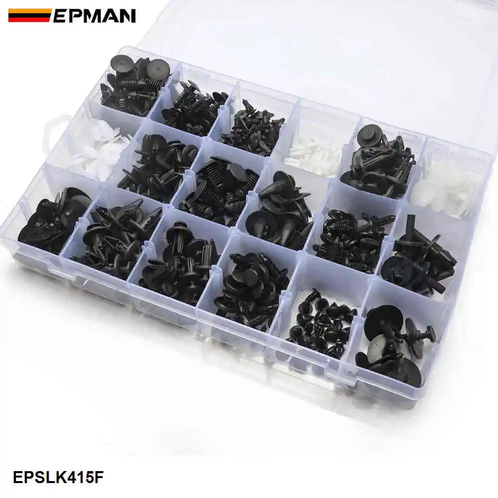 EPMAN 415 шт. пластиковые заклепки застежка-молния для бампера пуш-ап зажимы Комплект крепежа EPSLK415F