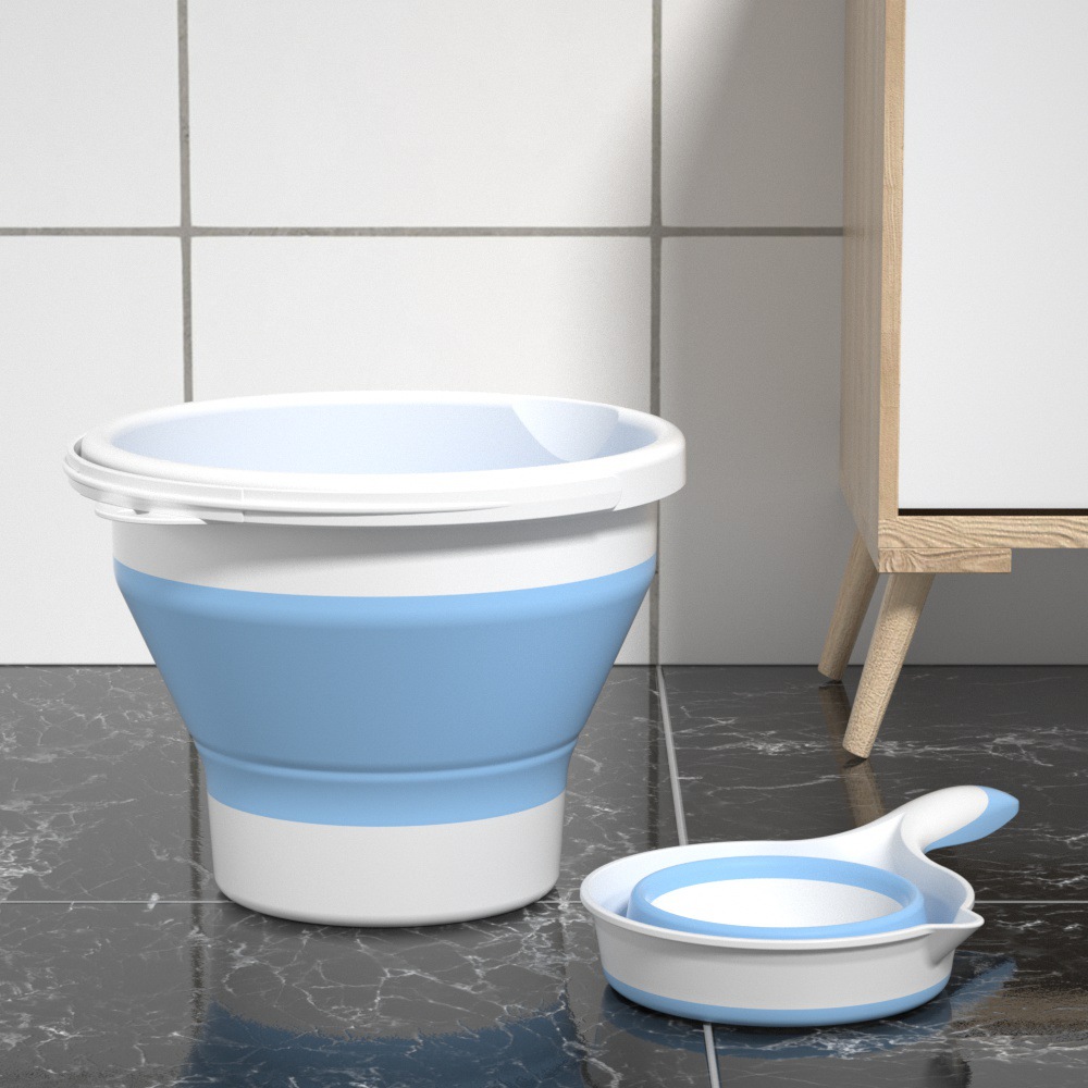 Seau pliant bleu cuillère à eau pliante