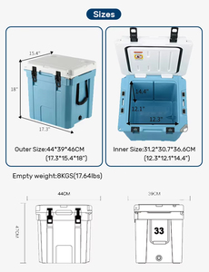 カスタム33qtブルー断熱多機能カークーラーボックス5日以上キャンプフード & ドリンク収納レターパターンOEM PE - Product Image 5
