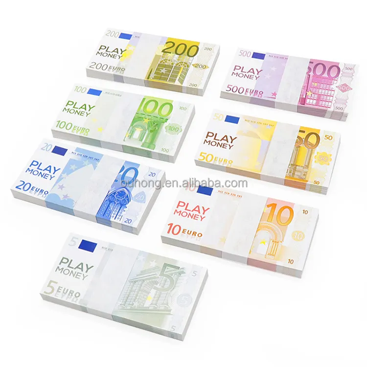 Popular 100 unids/pack venta al por mayor Euro y dólar inválido boda película Drama monedas dinero de juego