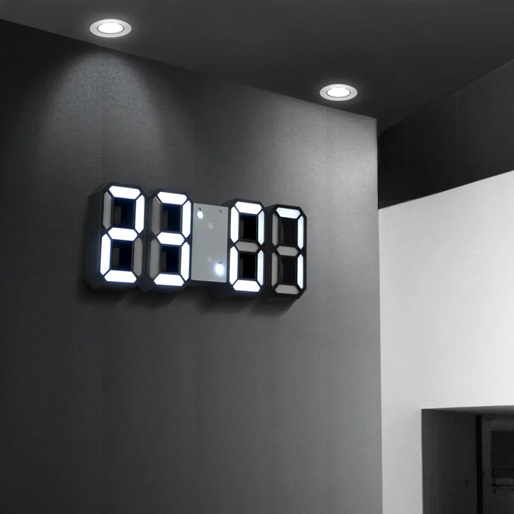 EMAF OEM-Reloj de pared Digital LED 3D con control remoto, luz nocturna, alarma, almacén, oficina, sala de estar, decoración