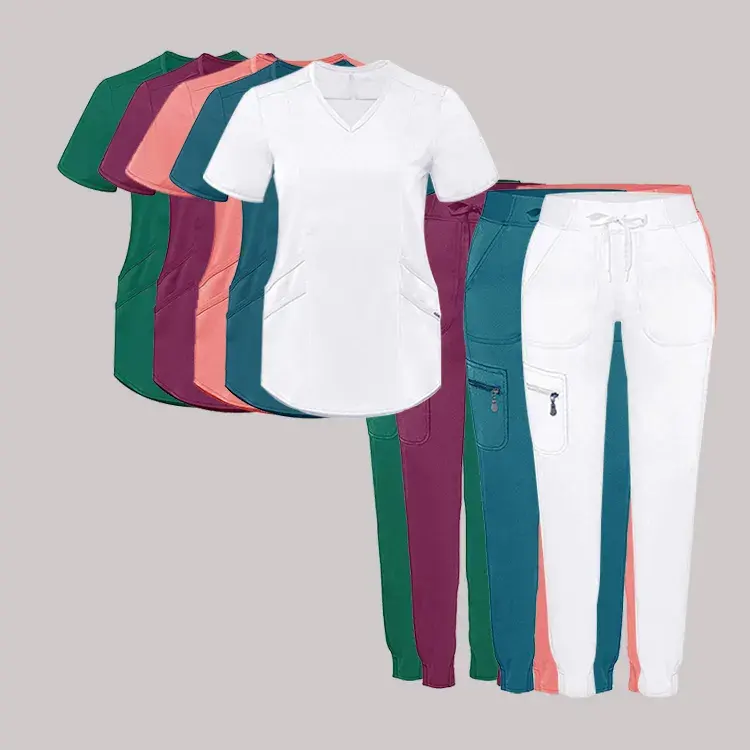 Uniformes Hospitalares Médico Scrubs Enfermeira Manga Curta Top Joggers Scrubs Terno Mulheres Scrubs Uniformes Conjuntos