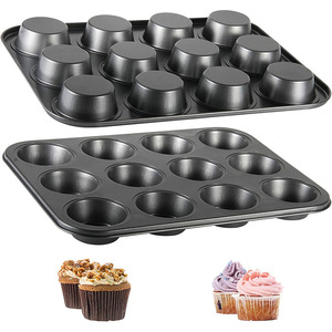 Miễn phí của PFOA,PFOS và BPA Carbon thép 12-khoang không dính bánh <span class=keywords><strong>Pan</strong></span> Muffin chảo cho nhà bếp cupcake nướng chảo bakeware - Product Image 1