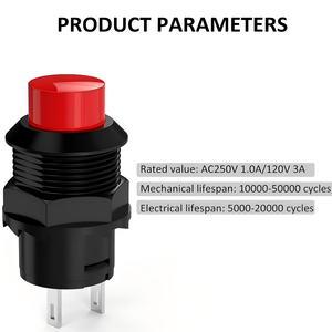SPST Latching Type Push Button <strong>Switch</strong> AC 250V/<strong>1.5A</strong> 125V/3A Red Cap Metal Electronic Structure IP65 Level Off/ON - Product Image 4