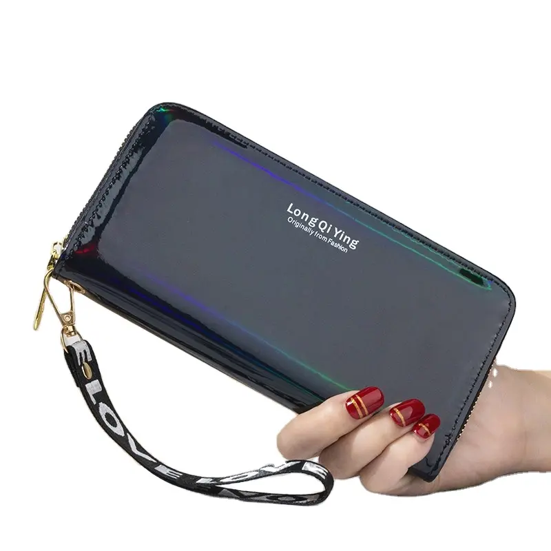 Cartera holográfica de PVC con láser para estudiantes, cartera holográfica de estilo largo, OEM, en oferta, venta al por mayor, 2021