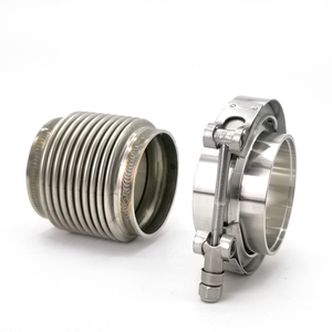 <strong>1.5</strong>&quot; Thru 4&quot; Exhaust Flexi Bellows Flex Joint Assembly with Solid Smooth Liner T Bolt <strong>V</strong> Band Clamp