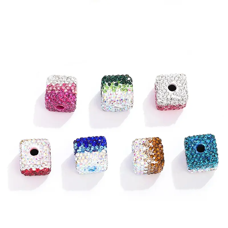 Cuentas de bola de diamantes de imitación de cristal de cubo brillante al por mayor tamaño 15*15mm para la fabricación de joyas DIY