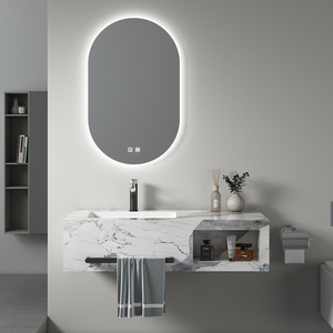 Direct From <strong>Manufacturer</strong> Modern 60cm <strong>Stone</strong> Marble Double <strong>Sink</strong> Rectangular Sanitary Slate Rock with Drainer for Bathroom Basin