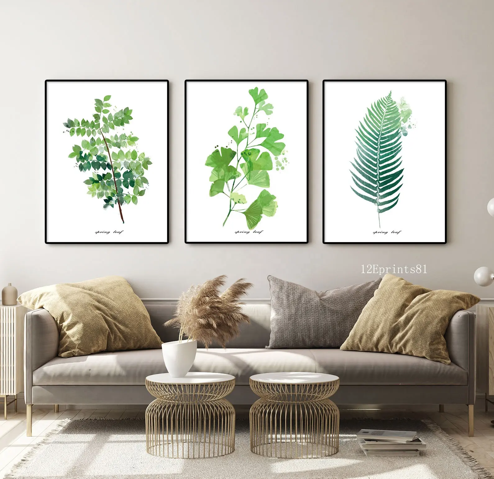 Toile personnalisée avec impression de fleurs et Pop imprimés, images de plantes abstraites, peintures murales décoratives, 3 pièces