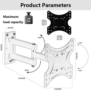 <strong>TV</strong> Wall <strong>Mount</strong> Swivel Tilt Extendable <strong>TV</strong> Bracket Universal Max VESA 200x200mm <strong>15</strong> to 40 in OLED QLED Plasma Curved 4K UHD Monitor - Product Image 3