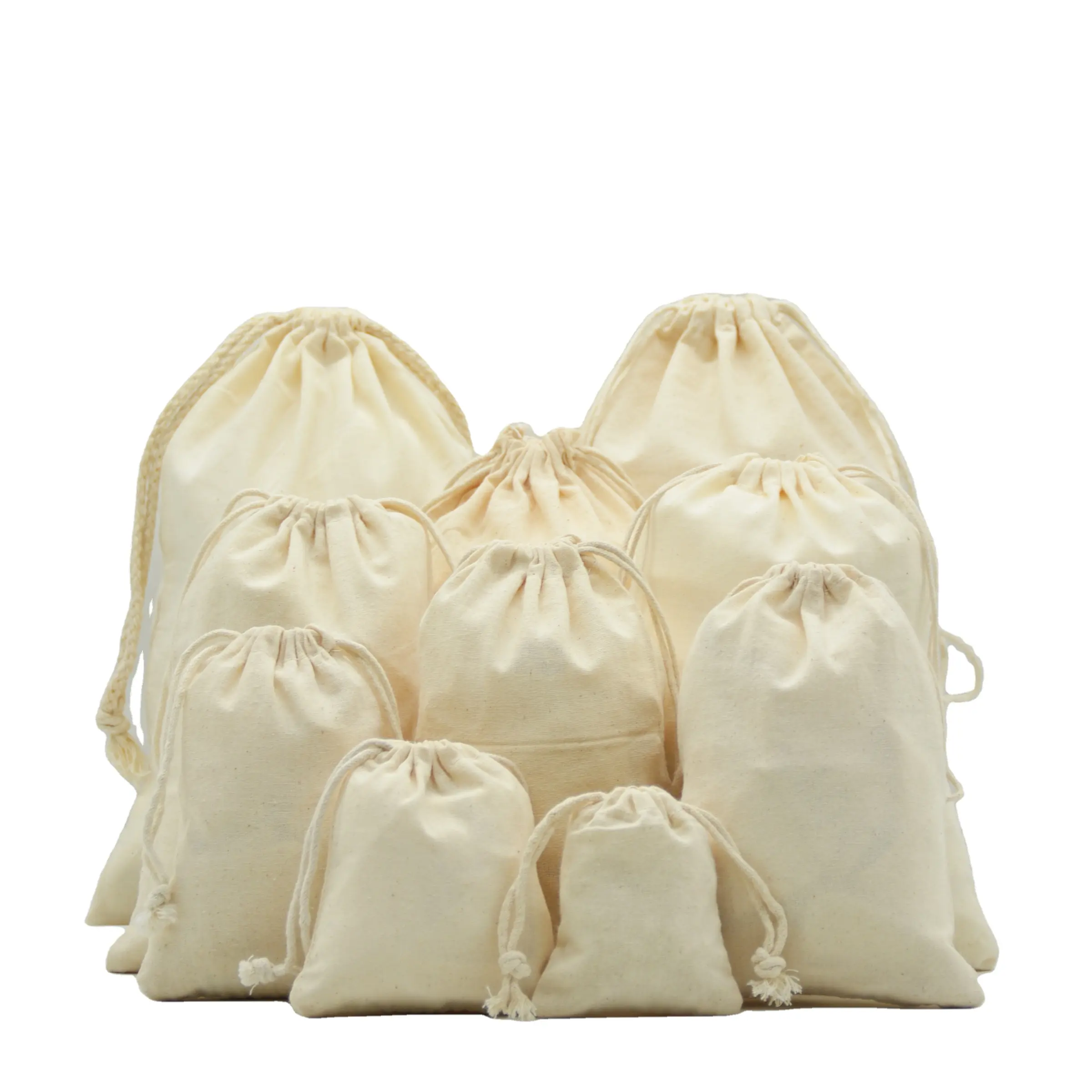 Manufacturer Wholesale mini cotton Drawstring Bags 7*9cm Recyclable small Organic Cotton Bags Cotton Food Bag