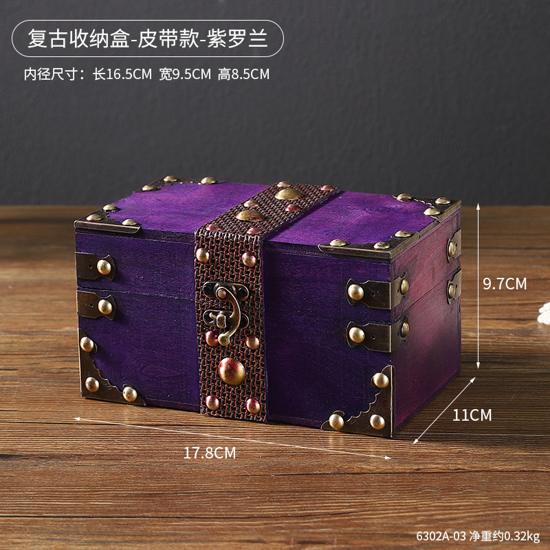 6302A-03 Boîte de rangement rétro - Style ceinture - Violet