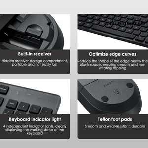 Teclado para Xiaomi 2023 Keyboard Mouse Set 2 para ordenador de oficina 2,4 GHz inalámbrico portátil negro minimalista 104 teclas Teclados - Product Image 6