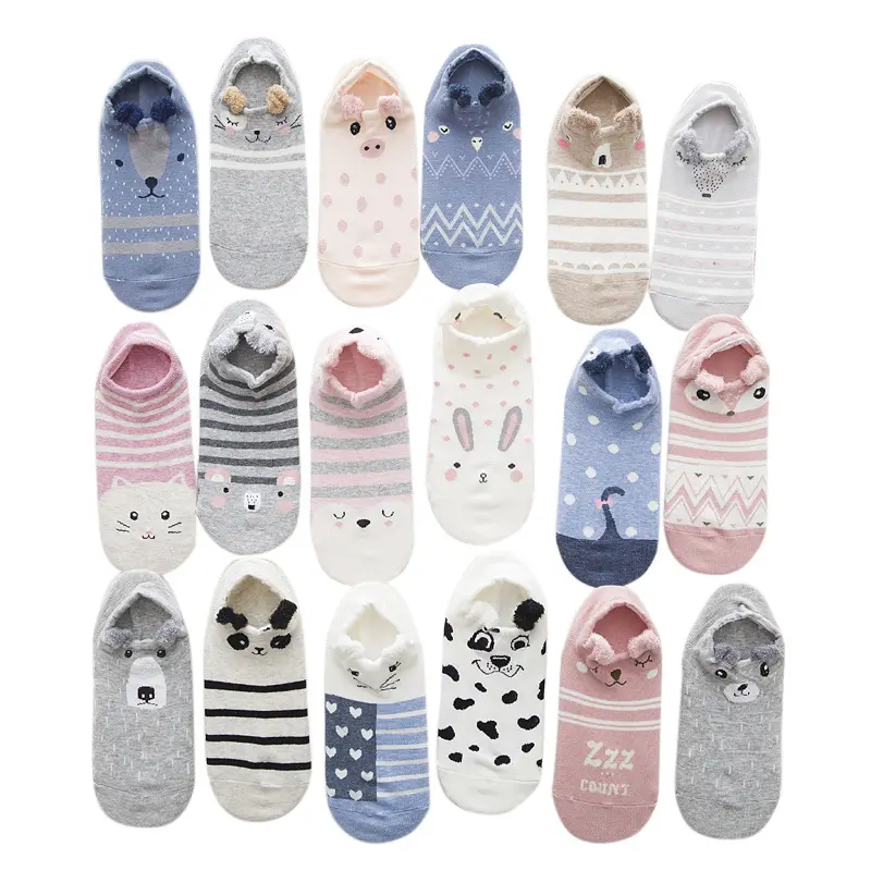 Calcetines tobilleros con orejas de animales para chicas, diseño bonito, dibujos animados, venta al por mayor