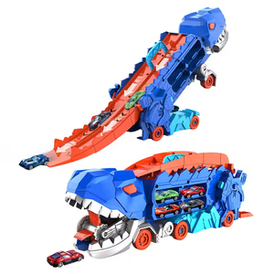 恐竜アドベンチャートラックおもちゃパズル多機能変形ティラノサウルスレックスカーSプラスチックダイキャストカーモデル - Product Image 1