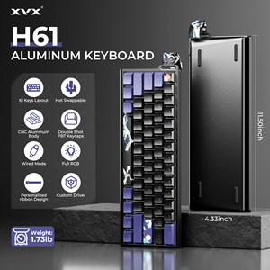 XVX H61 Bàn Phím Cơ Khí San Hô Đen Biển CNC Nhôm Bàn Phím Có Dây Trao Đổi Nóng Thiết Bị Chuyển Mạch Đầy Đủ RGB Với PBT Keycaps - Product Image 2