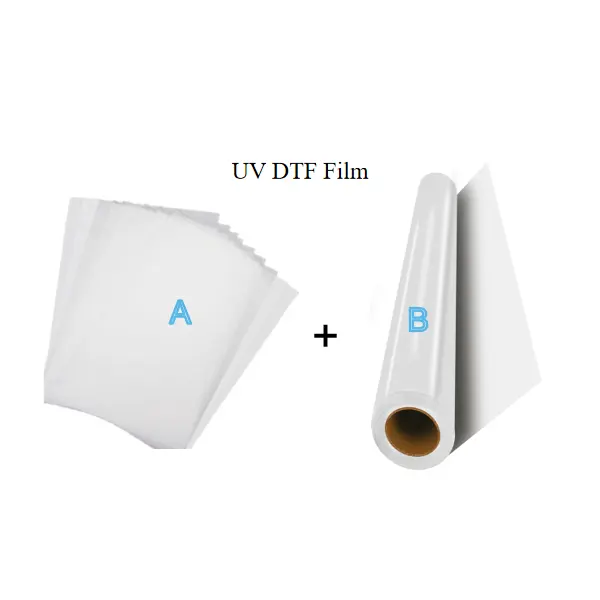 Supercolor 뜨거운 판매 UV DTF 종이 필름 키트 필름 A4 크기 95U + B 필름 롤 31cm x 50m 직접 UV DTF 인쇄