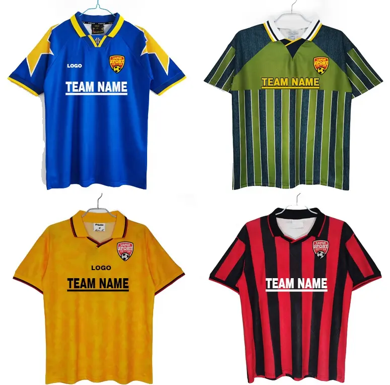 Luson Personalizado Original Tailândia Qualidade Espanha Camisa De Futebol Mens Sports Wear Retro Soccer Jersey Com Colar De Malha