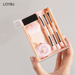 Taşınabilir makyaj fırçası takım 8 1 Mini vakfı pudra allık fırçası göz farı kaş detay güzellik makyaj puf ile fırçalar - Product Image 1