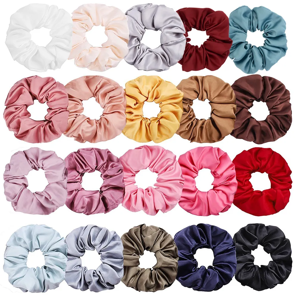 Coleta de satén de seda de lujo de alta calidad personalizada lazos para el cabello bandas elásticas para el cabello con logotipo para mujeres y niñas