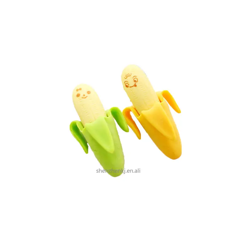Hot Sell High Quality Creative Cute 2pcs Banana Fruit Pencil Eraser Rubber Novelty Kids Student Learning Office Stationery