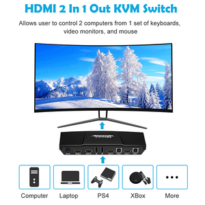 TESmart 2X1 Video Switcher HDMI KVM Switcher <strong>Use</strong> <strong>Keyboard</strong> <strong>Mouse</strong> Control 2 <strong>Computers</strong> 4k Usb Auto Switches KVM Switch - Product Image 5