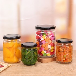 Toptan 100ml 500ml 730ml 1000ml <span class=keywords><strong>1L</strong></span> yuvarlak gıda depolama fıstık ezmesi BİBER SOSU bal cam reçel kavanoz siyah metal kapaklı