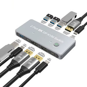 <strong>2</strong>-Port <strong>2</strong> Port Displayport and USB <strong>KVM</strong> <strong>Switch</strong> 4K 144Hz 8K 60Hz <strong>1</strong>.4 DP USB <strong>KVM</strong> <strong>Switch</strong>