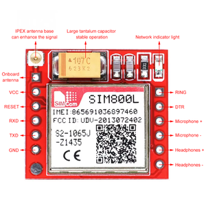 Smallest SIM800L GPRS GSM Module MicroSIM Card Core <strong>Wireless</strong> Board Quad-band TTL Serial Port With Antenna for <strong>Arduino</strong>