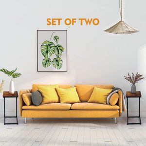 C形茶几一套2，边桌客厅，沙发，沙发，卧室小吃边桌，乡村棕色 - Product Image 6