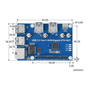 USB 3,2 Gen1 y Gigabit Ethernet HUB HAT para Raspberry Pi 3x USB 1 * Gigabit ETH sin controlador USB 3,2 Gen1 HUB Gigabit ETH HAT - Product Image 6