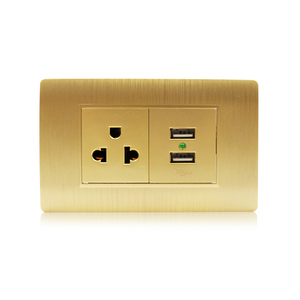 Enchufe de pared multifunción US de 3 pines con doble USB 2.1A, enchufe de pared con Panel dorado, tipo 118 - Product Image 1