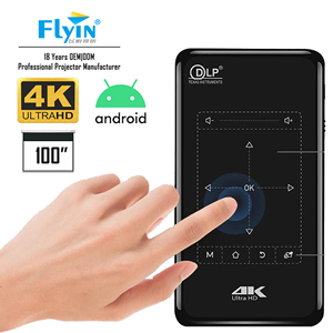 FLYIN P-09II Mini projektör profesyonel 4K <span class=keywords><strong>DLP</strong></span> uzaktan kumanda ile LED lamba Stereo wifi-akıllı ev taşınabilir Proyector 2G RAM