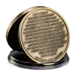 Áo giáp của thần với mô hình người lính cứu trợ cao và phù du cầu nguyện đồng xu thách thức mạ đồng - Product Image 2