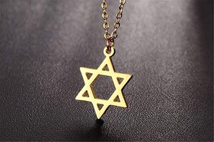 PVD זהב מגן דוד תליון שרשרת נירוסטה זעיר שש-מחודדת מייגן כוכב שרשרת ישראל יהודית תכשיטי עבור נשים גברים