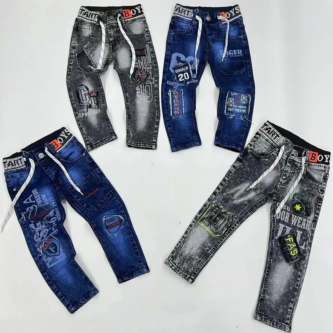 Precio barato Ropa para niños Cintura elástica Boys Jeans 2-6Y Spandex Denim Boy Jeans