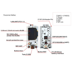 Heltec v3 ESP32 LoRa OLED-Karte V3 SX1262 Typ C LoRa V3 Gehäuse 915MHz 868MHz Antenne für Arduino LoRawan Modul IOT