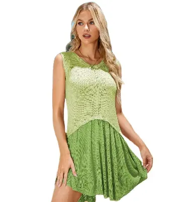 ärmellos kühles gefühl 100 % viskose 2024 neue lieferung sonderangebot mode sommer damen gestricktes kleid plissiert rock