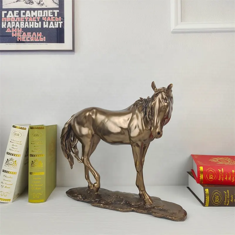 Escultura de Metal y oro para decoración, antiguo escultura de cobre, bronce, tamaño real, estatua de animales, artesanía de Metal