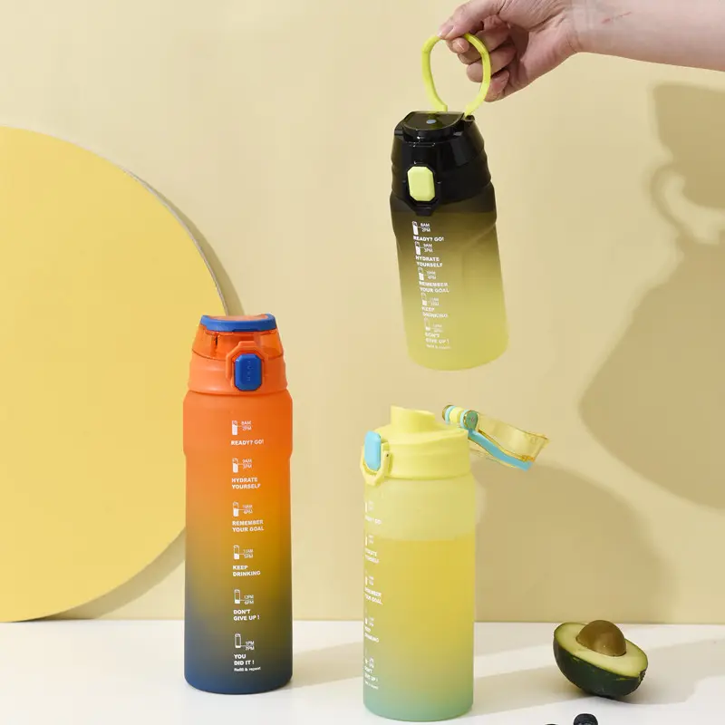 Benutzer definiertes Logo 32 Unzen gefrostete Sportplastik-Wasser flaschen mit Flip-Top Tritan SK Multifunktions-Getränke auslauf Fitness-Trainings flaschen