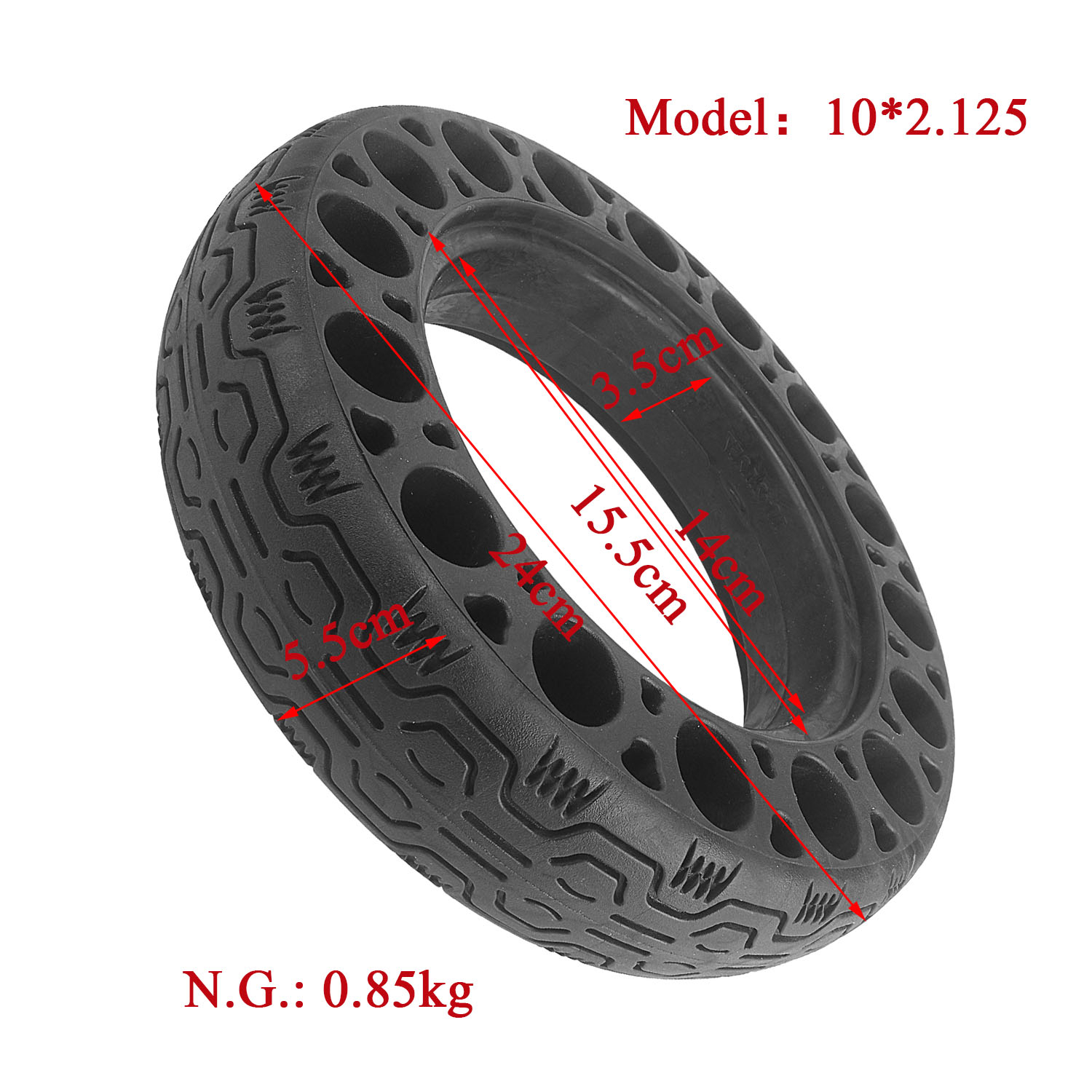 10*2.125 Hollow Tire with Slot 35mm