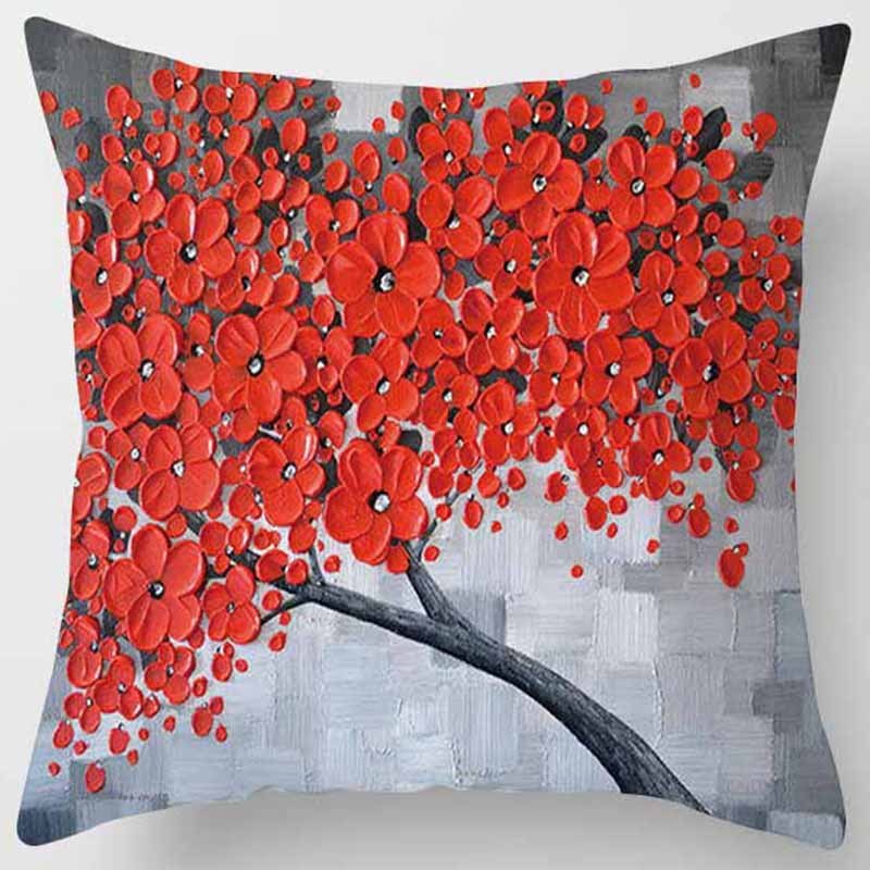 Fond gris avec fleurs rouges 2