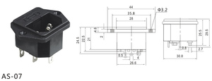 AS-07 Male Adapter Power Plug and <strong>Socket</strong> 3 Pin <strong>6</strong>.35mm Terminal AC Power <strong>Socket</strong> Plug Outlet with 10A fuse for Auto - Product Image 5