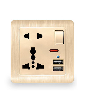 Enchufe USB universal internacional con 2 tomas de corriente USB Enchufe de interruptor eléctrico de pared de alimentación universal múltiple