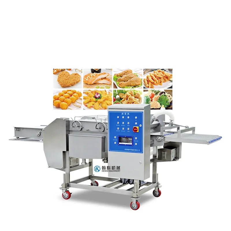 Thực phẩm tự động flouring máy đáp ứng bỏng ngô gà Hải sản thịt bò bánh hamburger lớp phủ máy flouring máy cho đáp ứng