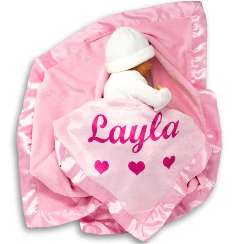 Personalizado impresso cobertor Catch personalizado cobertor do bebê para meninas-rosa-Recém-nascido ou infantil Presente com nome