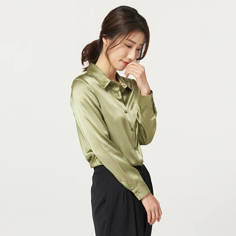 Custom Women Blouse 100% Silk Wholesale 19Momme Breathable Silk Shirt Custom Silk Blouse