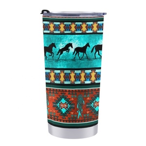 Toptan Boho <span class=keywords><strong>Aztec</strong></span> ayçiçeği baskı kahve kupalar araba Tumblers bardaklar 600ml seyahat kupalar