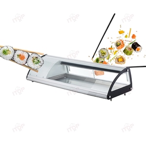 <strong>Japanese</strong> Sushi Display Cabinet Salad Seafood Display Table Countertop Sushi Display Cooler