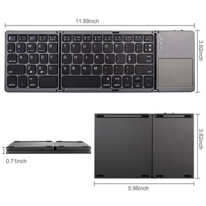 Teclado plegable inalámbrico Bluetooth Teclado de tamaño mini con panel táctil para tableta Computadora celular - Product Image 5
